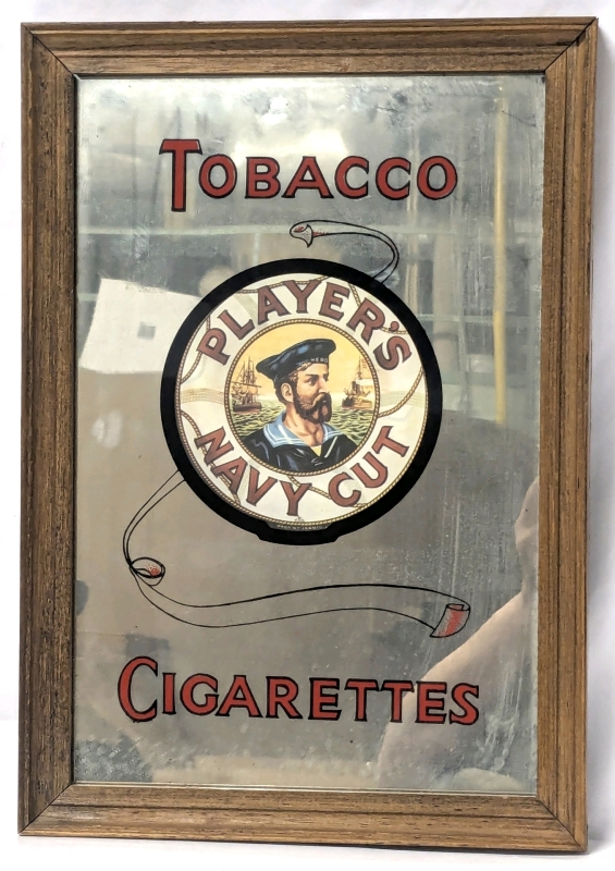 Vintage Framed PLAYER'S Navy Cut Cigarettes Mirror Advertising Bar Decor - 9.25" &times; 13.25"