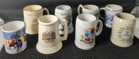 8 Vintage Assorted Mugs Approx 0.5 L each, 5 inches tall.