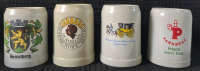 4 Vintage German Brewery Beer Mugs Approx 0.5 L each, 5 inches tall.