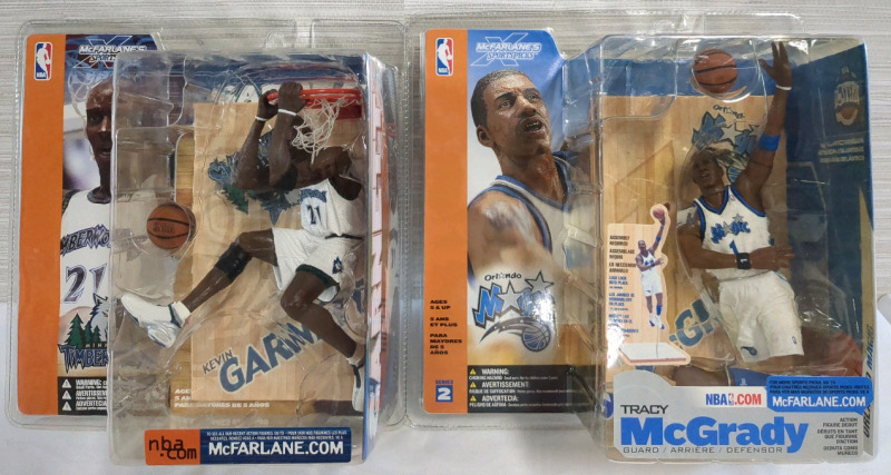 2 Vintage 2003 Sealed NBA Kevin Garnett & Tracy McGrady McFarlane Sports Picks Figures