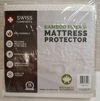 New Swiss Comfort Bamboo Fiber Queen Size Mattress Protector | Measurements- 60" X 80" X 15"