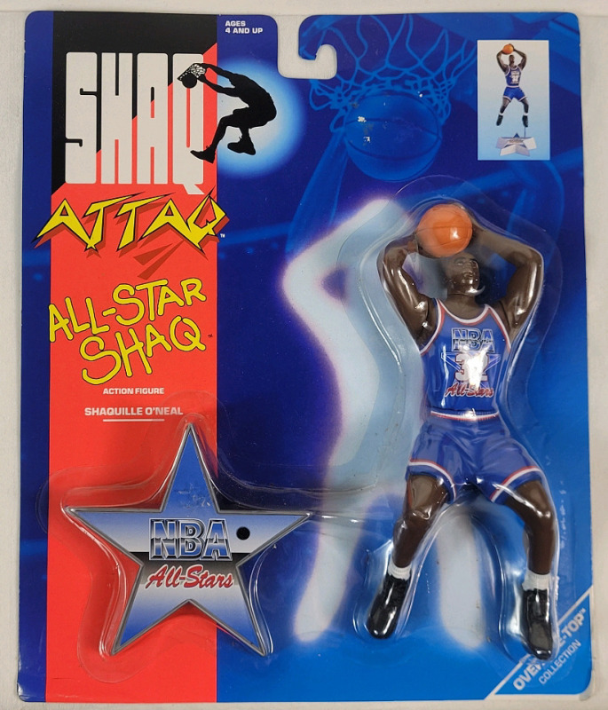 Vintage 1993 Kenner SHAQ Attack NBA All-Star Shaq 7" Action Figure , Shaquille O'Neal Over-The-Top Collection . Sealed