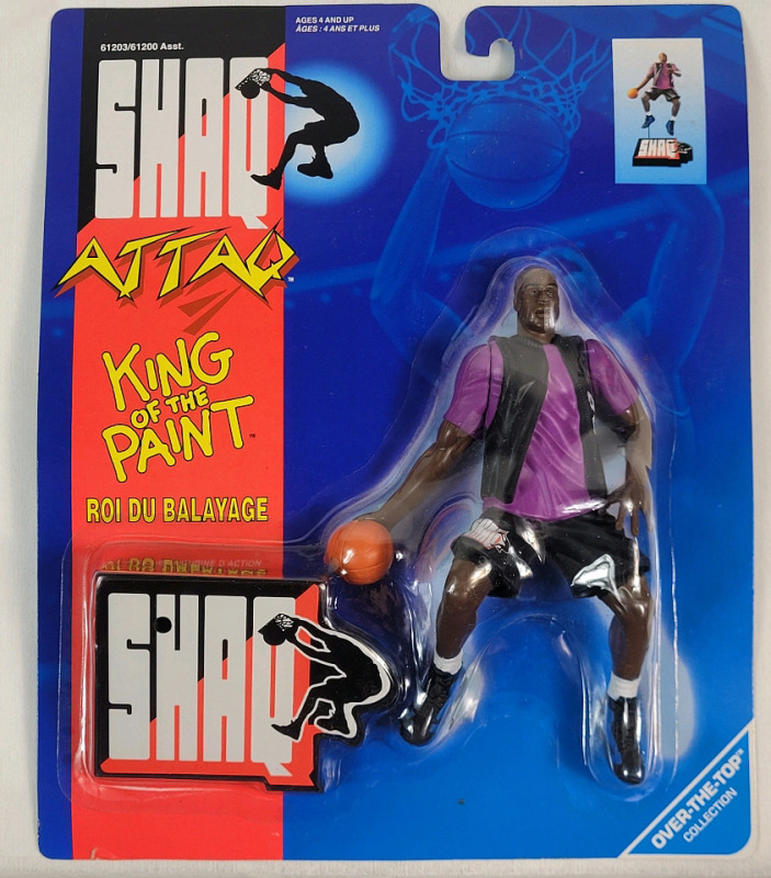 Vintage 1993 Kenner SHAQ Attack King of the Paint 7" Action Figure , Shaquille O'Neal Over-The-Top Collection . Sealed