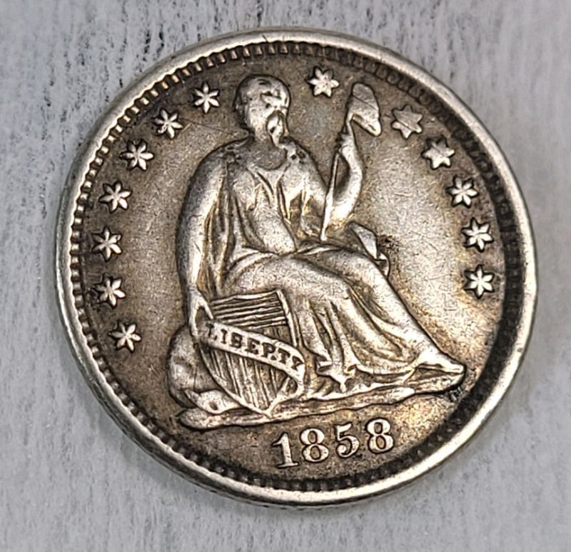 1858-O USA Silver Sitting Liberty Half Dime (5-cent) Coin .
