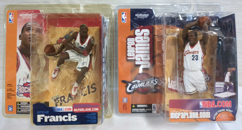 2 Vintage 2002/03 Sealed NBA Steve Francis & LeBron James McFarlane Sports Picks Figures