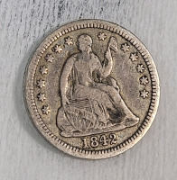 1842 USA Silver Sitting Liberty Half Dime (5-cent) Coin