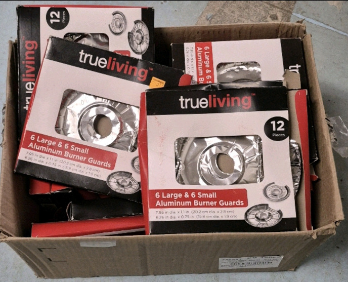 16+ New Trueliving Large & Small Aluminum Burner Guards Packets | 6 Large (7.95" Diameter x 1.1") & 6 Small Burner Guards (6.26" Diameter x 0.75") per Packet