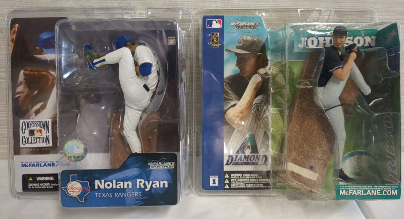 2 Vintage 2002/04 Sealed MLB McFarlane Nolan Ryan Cooperstown Collection & Randy Johnson Sports Picks Figures