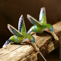 Two Sets of Hummingbird Pierced Stud Enamel Earrings Post backs Approximately .39 x .50 inch
