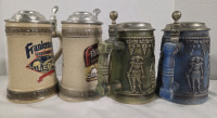 4 Vintage Steins Made in Western Germany | Tallest Measures 7"