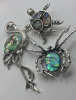 Three Abalone Critter Body Brooches Spider Turtle Pelican Fabulous