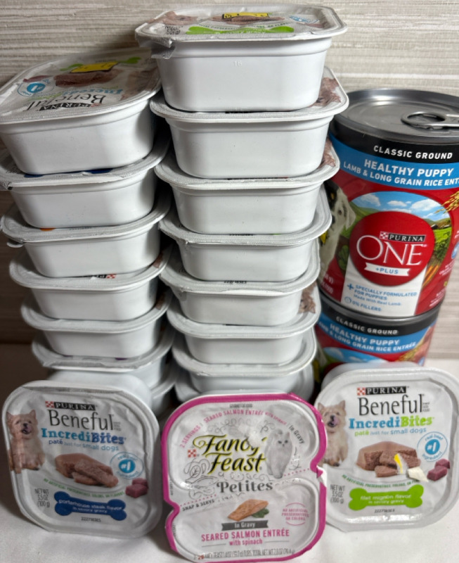 20+ Purina Pet foods lot| Include Lamb & Long grain Rice for puppy and more| Wt. 368g highest| Best by April 2025