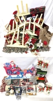 [As-Is] Vintage Christmas: 6&times; 3-Candle Candelabras, Doorknob Danglers, Stockings, Faux Plants, Light Bulbs & Ornaments & 15" Long Working Wall-Mounted Musical Animatronic Santa in Sleigh (Pull String to Wind) + More