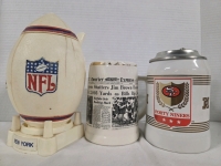 3 Vintage Football Mugs | Tallest Measures 9"