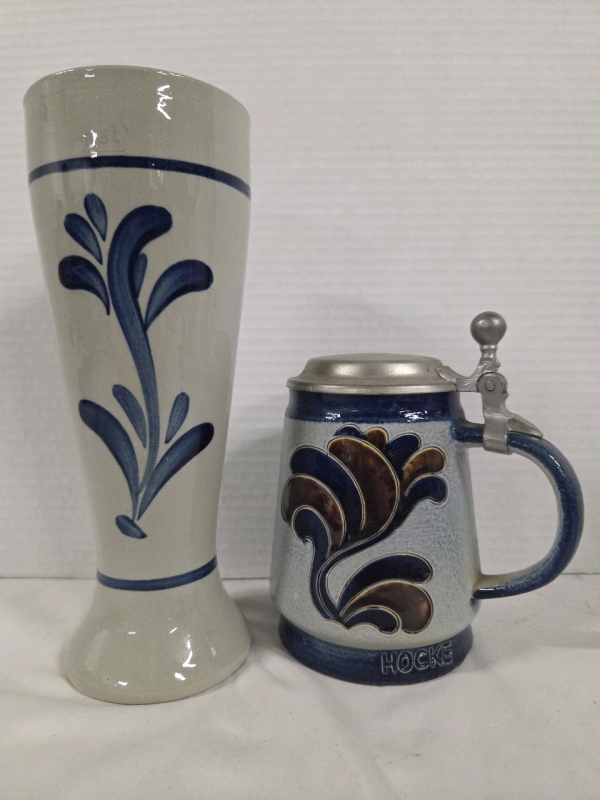 Vintage Beer Glass & Beer Stein | Glass Measures 9", Stein Measures 5"