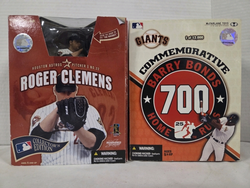2 McFarlane Collectables | MLB Collectors Edition Roger Clemens From 2006 & Commemorate Barry Bonds 700 Home Runs Figure from 2004
