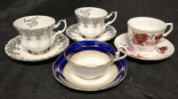 4 Vintage Teacups & Saucers - Royal Albert & Queen Anne