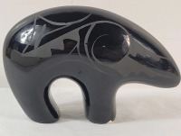 Cedar Mesa Native American Navajo Pottery Black Bear , Signed by Artist . Measures 5 1/4"&times;3.5" . No chips or cracks
