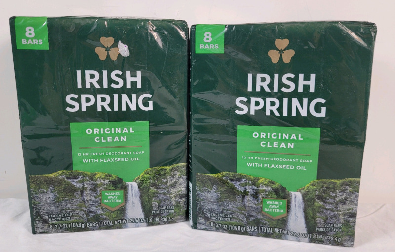 16 New Irish Spring Body Soap Bars . 2-Packs , 8 Bars per Pack