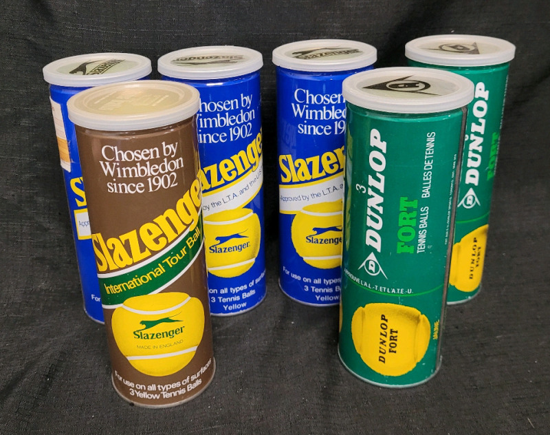 Dunlop & Slazenger All Surfaces Yellow Tennis Balls . 6 Canisters , 3 Balls per Canister . Previous Enjoyed