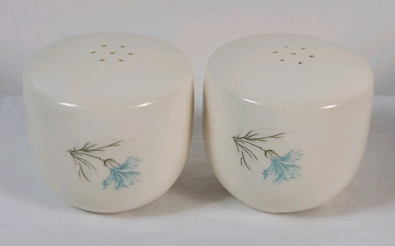 Vintage 1960s MCM Taylor Smith & Taylor Turquoise " Boutonniere " Ever Yours Salt & Pepper Set . No chips or cracks