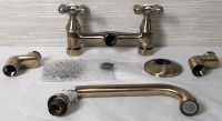 New Kingston Brass Wall Mount Kitchen Faucet | Includes All Installation Pieces & Instruction Manuals | Handle Piece is 7" Wide, 4&frac12;" Tall, Faucet Part is 8" Long