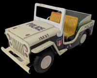 Rare Vintage 1960s Japan Tin Friction Powered 15237 Police Jeep - 9.7" Long