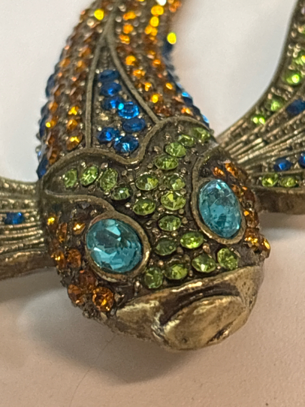 Radiant Glam Statement Vintage-Inspired Handcrafted Brooch with Glass Mosaic Approximately 4.7 x 3.5 Inch