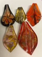 5 Lampwork Murano Style Vibrant Pendants Approximately 1.5 - 2.5 inch. See description for more