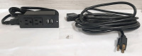 New Mountable Power Outlet w/ 2 USB Ports (Screws Included) & 10ft Power Extension Cable | Cables Have Not Been Tested for Functionality, Sold As Is