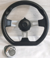 New Steering Wheel Designed for Go Karts & Mock Stick Shift Cap | Wheel Measures 10&frac12;" in Diameter, Cap Measures 3" Tall, 2" Wide