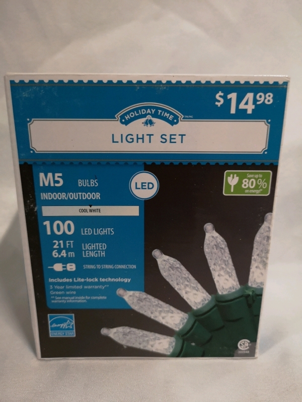 New Indoor/Outdoor String LED Light Set - 21 feet