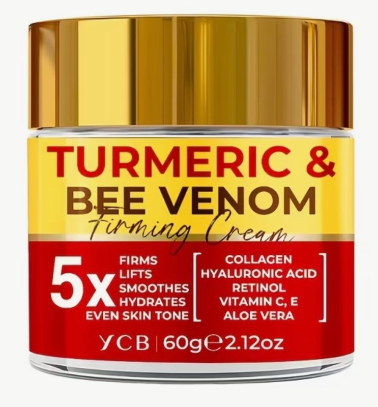 Turmeric Bee Venom Moisturizer 5x Firming and Lifting, with Hyaluronic Acid / Vitamin C+E and Collagen Approximately 2 x 1.60 inch 60g