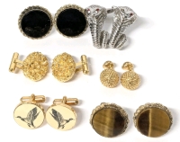 WOW! Vintage Signed CHRISTIAN DIOR Nugget Oval Statement Cufflinks, Signed Barlow Flying Mallard Duck Cufflinks + 2 Additional Pairs Signed Cufflinks + Cobras
