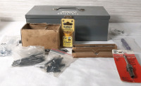 Large Lot of Tools, Bits & Screws, Including Metal Grey Tool Box | Tool Box is 4&frac12;" Tall, 13" Wide, 7" Long