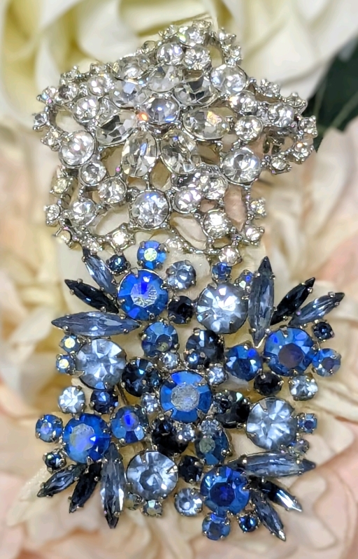 2 Large Eye-Catching Rhinestone Brooches - Up to 2.5" &times; 2.5"
