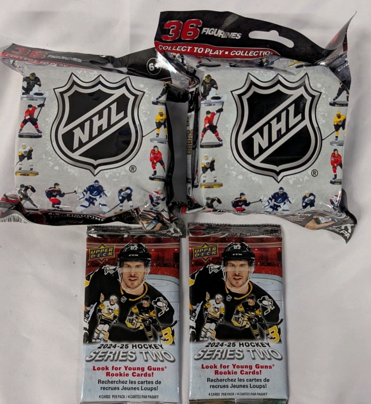 4 New NHL Collectibles. 2 Sealed Trading Cards + 2 Sealed Figurines.