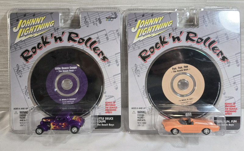 2 New Vintage | Johnny Lightning Rock'N' Rollers: The Beach Boys - Little Deuce Coupe & Fun, Fun, Fun Diecast Cars