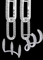 925 Sterling 2 Drop U Pierced Earrings W / Stones and Rope Texture 1.25 inch 3 Claw Stone Stud Earrings .5 inch