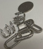 925 Sterling 2 Drop U Pierced Earrings W / Stones and Rope Texture 1.25 inch 3 Claw Stone Stud Earrings .5 inch - 6