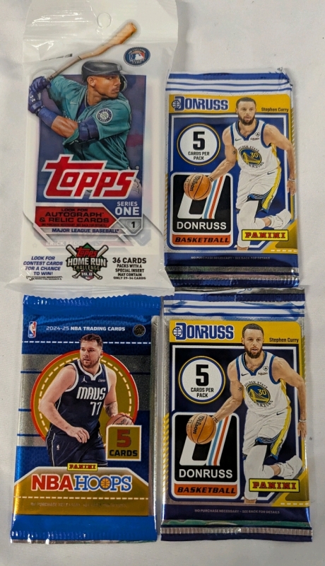 4 New Sealed Sport Trading Card Packs. 3 NBA + 1 MLB