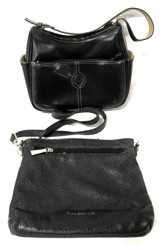 2 Ladies Purses / Hand Bags : Mondani New York (10.25" &times; 4.5" &times; 8.75") & Enzo Angiolni Crossbody Presumed Leather (10" &times; 8.5": Excluding Strap)