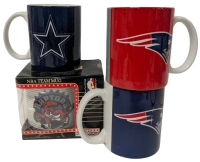 Vintage in Box 1993 NBA Basketball Toronto Raptors Team Mug + 3&times; New NFL Football Team Mugs : 2&times; New England Patriots & Dallas Cowboys Mugs - All With Holograms