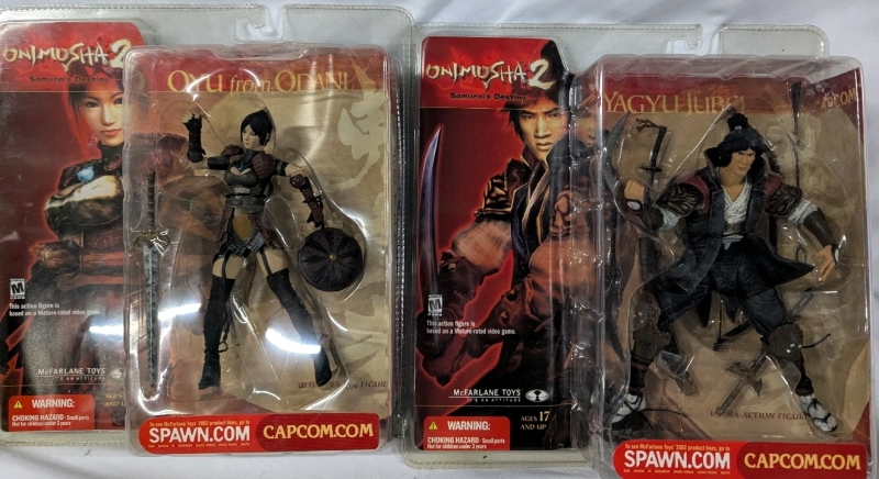 2 Vintage New in Box Onimusha 2 Figurines. Oyu from Odani & Yagyu Jubail. Figures Approximately 6" Tall.