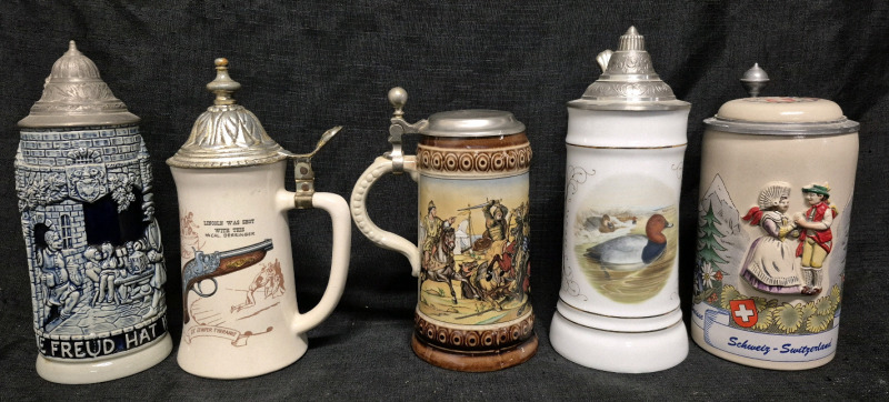 5 Stunning Beer Steins - 9.5" Tallest