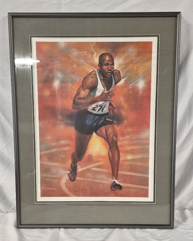 Large Framed Donovan Bailey Canadian Sprinter Signed & #'d Print 95/250