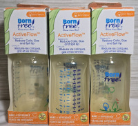 3 New | Born Free ActiveFlow 260Ml Baby Bottles