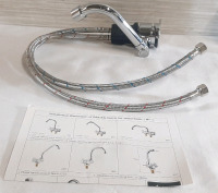 New Stainless Steel Foldable Faucer for Motorhomes | Includes Installation Manual with Product Dimensions