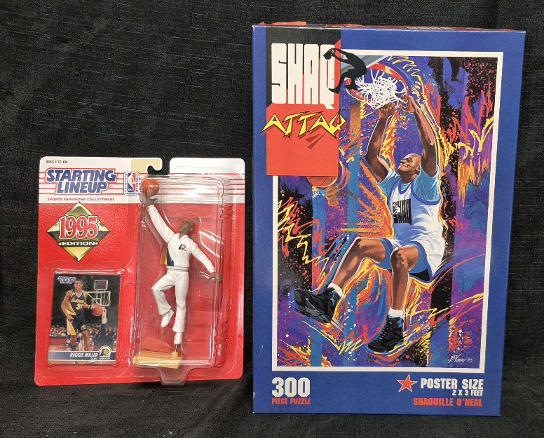 300 Piece SHAQ 2X3 Feet Puzzle & New 1995 Starting Lineup Reggie Miller Card & Figure 7" Tall