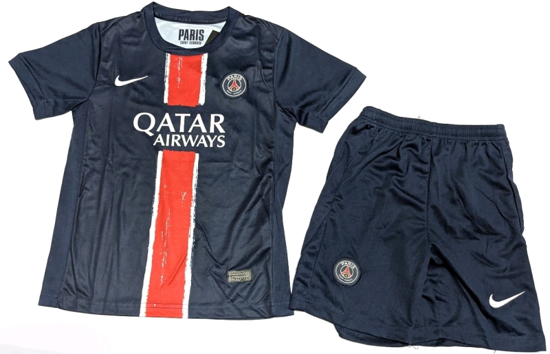 New Size 26 Kids Paris Saint - Germain Home Qatar Airways Jersey Top & Shorts Set